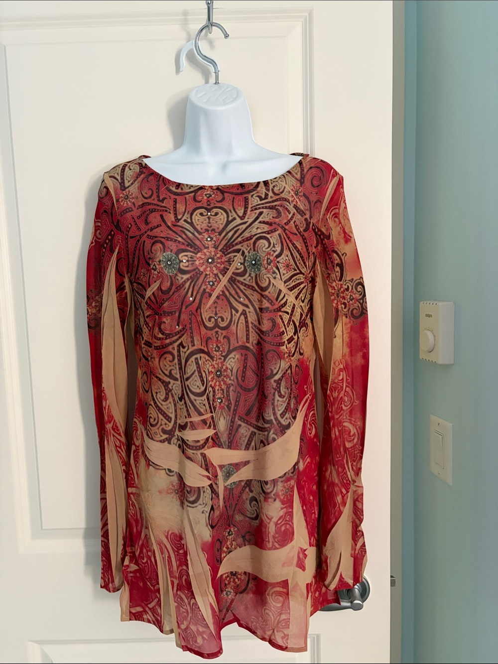 Johnny Was Pink and Burgundy Paisley Tunic Top